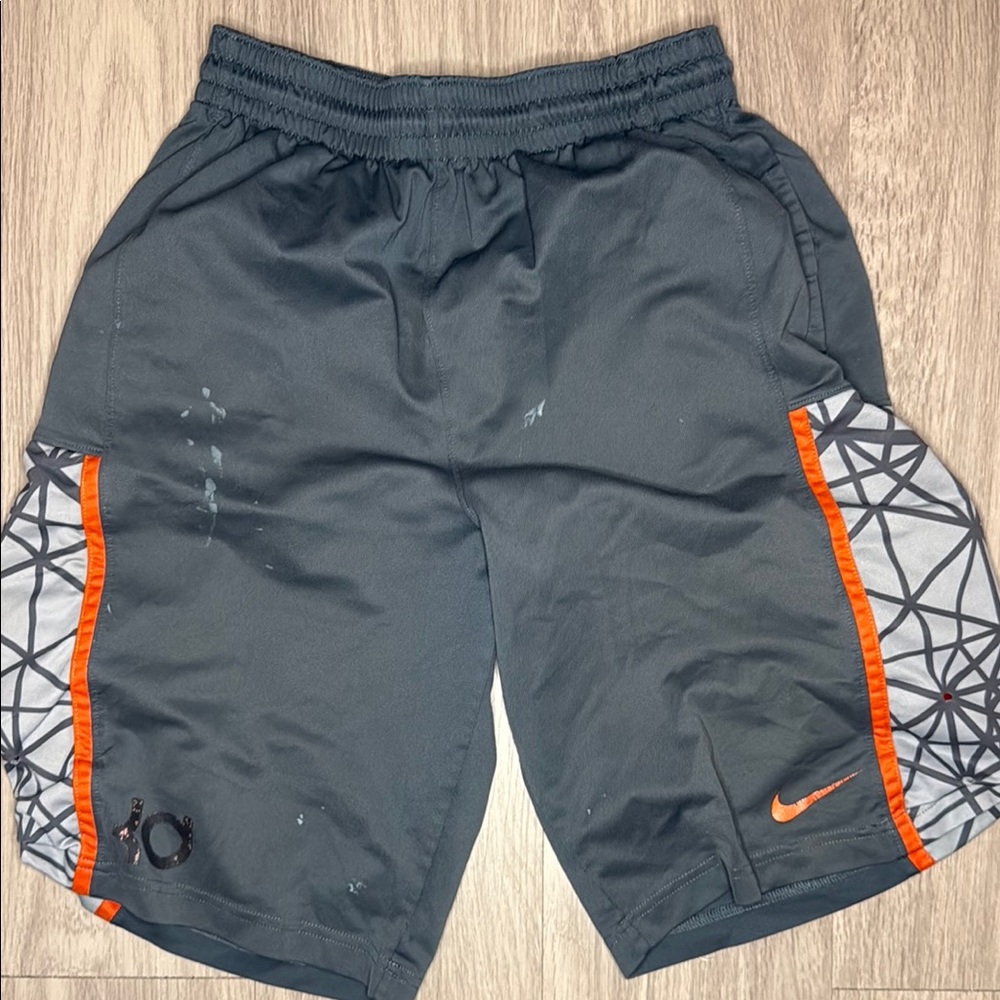 Nike Men's Gray and Orange Athletic Shorts